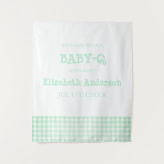 Tapete De Parede Baby-Q Mint Green Gingham Baby Shower