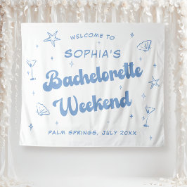 Tapete De Parede Bachelorette Azul Retro Beach Costeira