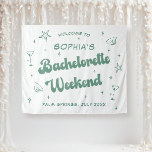 Tapete De Parede Bachelorette Verde Retro Beach Costal