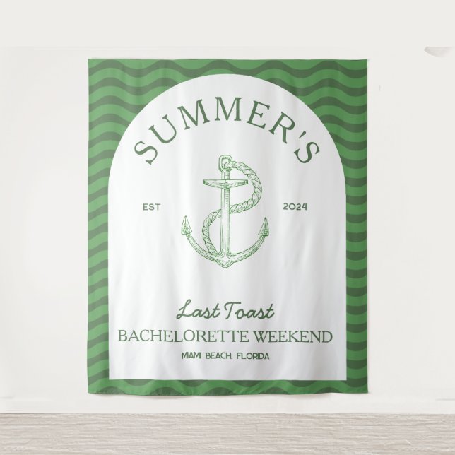 Tapete De Parede Bachelorette Verde Tropical Costeira Moderna (Frente)