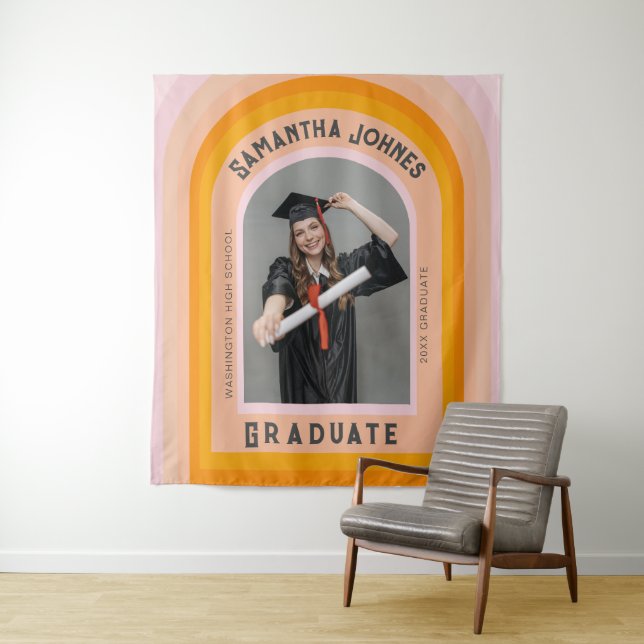 Tapete De Parede Backdrods De Graduação De Fotos Do Arco-Íris Retro (In Situ)