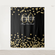 Backdrop 60º Aniversário Dourado Confetti