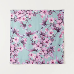 Tapete De Parede Background branch with pink cherry flowers. Seamle