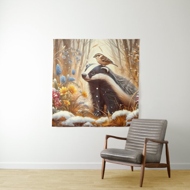 Tapete De Parede Badger e Sparrow Nature Willife Rustic (In Situ)