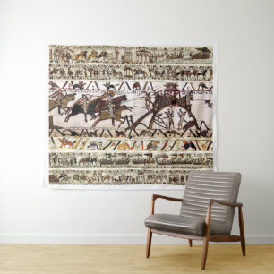 TAPETE DE PAREDE BAIEUX TAPESTRY SIEGE DE DINAN, ATAQUE AO CASTELO