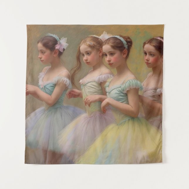 Tapete De Parede Bailarinas en el estilo de Degas en tonos suaves (Frente)