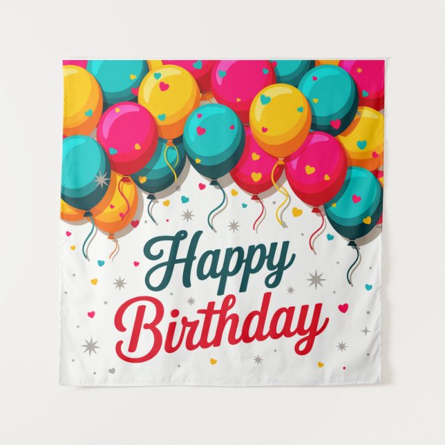 Tapete De Parede Balão de Aniversário Feliz (Frente)