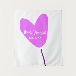 Tapete De Parede Balão de coração rosa Sra. adicionar nome est. Adi