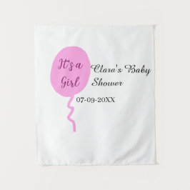 Tapete De Parede Balão rosa é uma menina chá de bebê adicionar nome