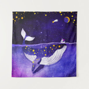 Tapete De Parede Baleia Mágica: Noite do Oceano Negro