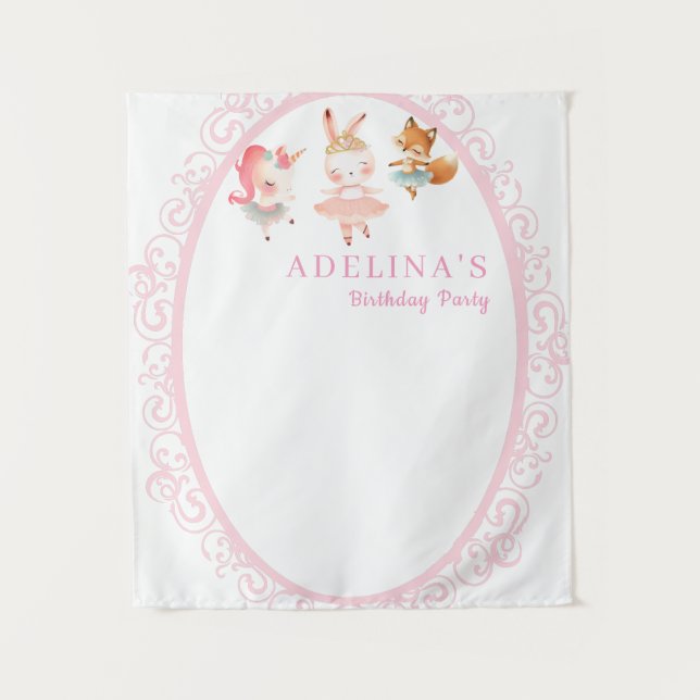 Tapete De Parede Ballerina Animal Festa de aniversário Fundo Fotogr (Frente)