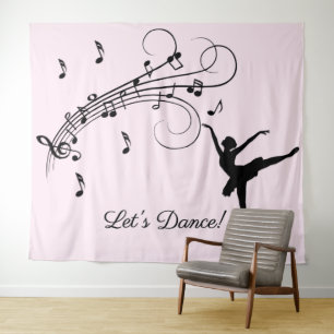 Tapete De Parede Ballerina Dançando com Música Rosa