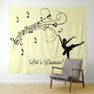 Tapete De Parede Ballerina Dançando Incrível com Música Amarela