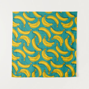 Tapete De Parede Banana Amarela: Vintagem de Contorno Preta