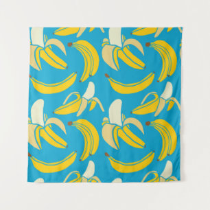 Tapete De Parede Bananas amarelas, padrão de fundo azul