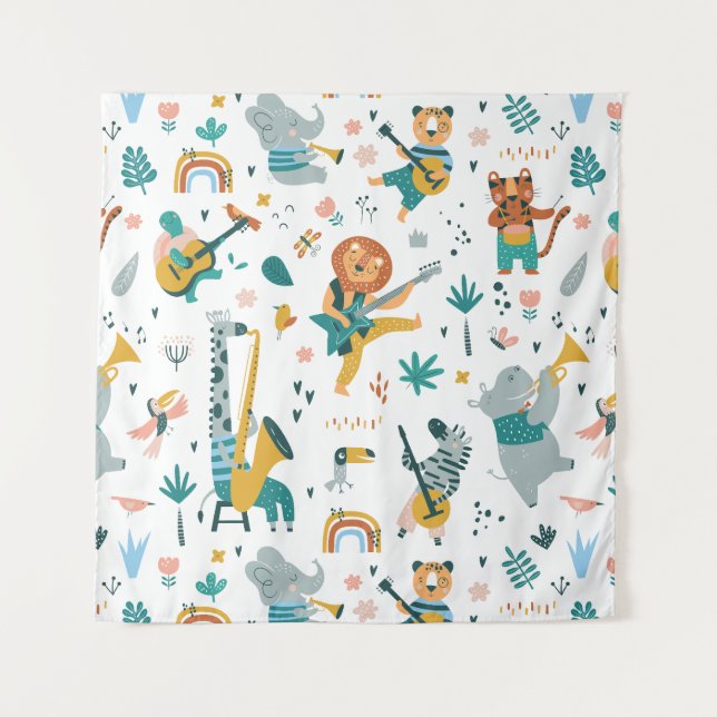 Tapete De Parede Banda de animais de desenho animado (Frente)