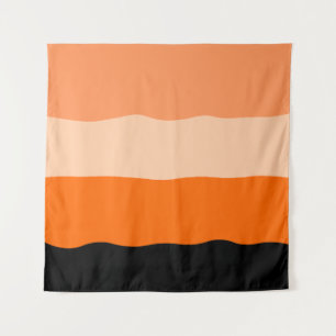 Tapete De Parede Bandas de onda laranja e preta minimalistas
