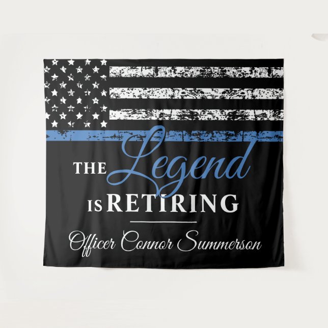 Tapete De Parede Bandeira Americana da Linha Azul Thin (Frente (Horizontal))