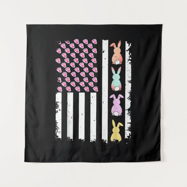 Tapete De Parede Bandeira Americana dos EUA com Coelho para o Dia d (Frente)