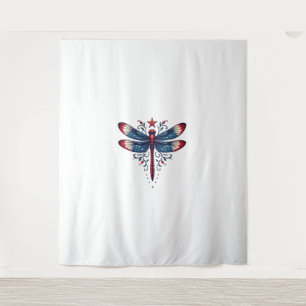 Tapete De Parede Bandeira Americana Dragonfly Patriótica 4º de julh