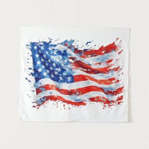 Tapete De Parede Bandeira Americana EUA Aquarela 4 de Julho