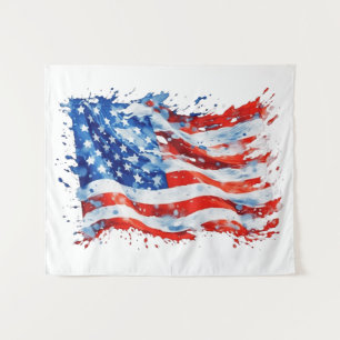 Tapete De Parede Bandeira Americana EUA Aquarela 4 de Julho