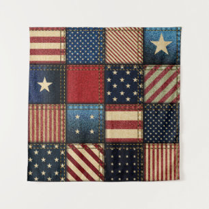 Tapete De Parede Bandeira Americana, Patchwork Perfeitamente Padrão