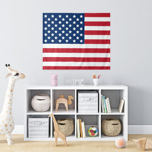 Tapete De Parede Bandeira Americana Vermelha Branca e Azul