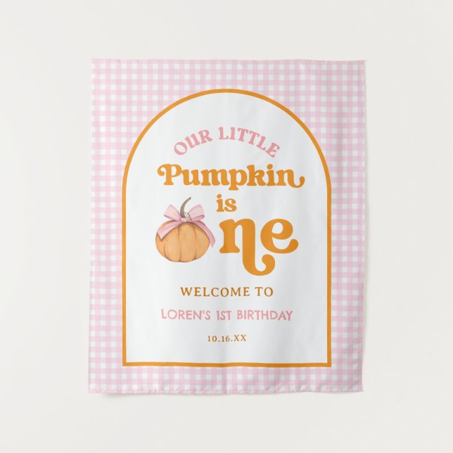 Tapete De Parede Bandeira de Aniversário de 1 Ano da Nossa Pequena  (Frente)