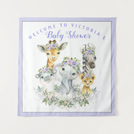 Tapete De Parede Bandeira de fundo para chá de bebê Safari Roxo 