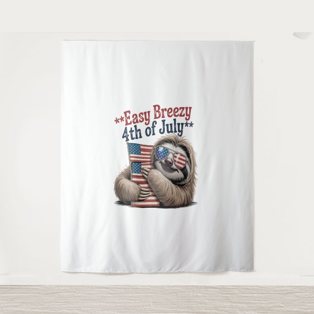 Tapete De Parede Bandeira de Hugging Sloth 4 de julho (Frente)