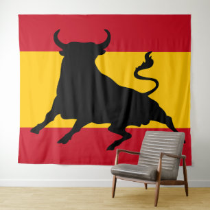 Tapete De Parede Bandeira espanhola com touro