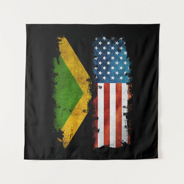 Tapete De Parede Bandeira jamaicana americana Jamaica Usa (Frente)