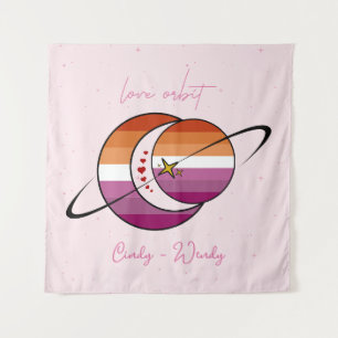 Tapete De Parede Bandeira Lesbiana do Pôr do Sol do Universo da Órb