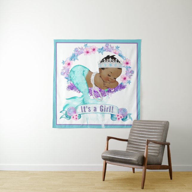 Tapete De Parede Bandejas de Fundo do Chá de fraldas de Sereia Étni (In Situ)