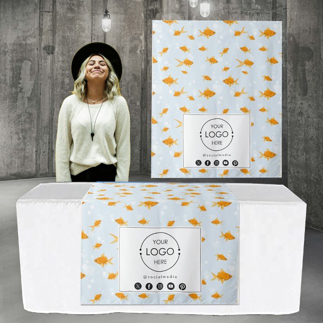 Tapete De Parede Banner comercial do Banner de mesa Runner Pet Gold (Table Runner Banner Business Logo Pet Goldfish Tapestry)