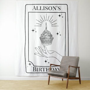 Tapete De Parede Banner de Aniversário da Placa Branca Personalizad