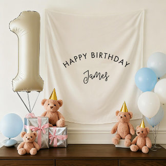 Tapete De Parede Banner de Aniversário Personalizado, Nome de Anive