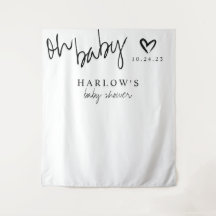 Banner de Babyshower Preto e Branco Oh Baby Modern