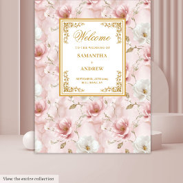 Tapete De Parede Banner de casamento do marfim rosa poeirento