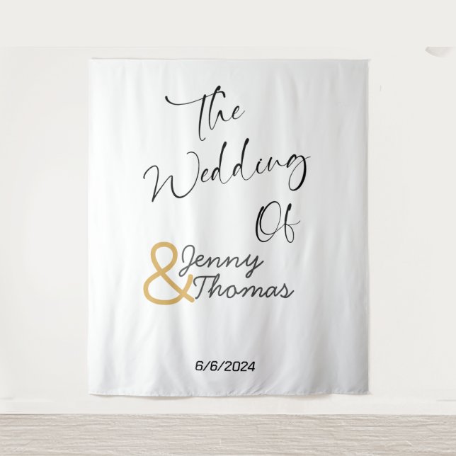 Tapete De Parede Banner de Casamento Elegante Simples editável (Frente)