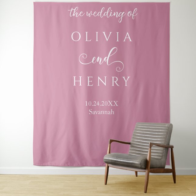 Tapete De Parede Banner de Casamento Rosa Branco Elegante Minimalis (In Situ)