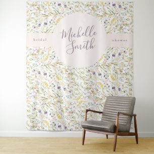 Tapete De Parede Banner de Chá de Noiva Primavera Boho Flor Silvest