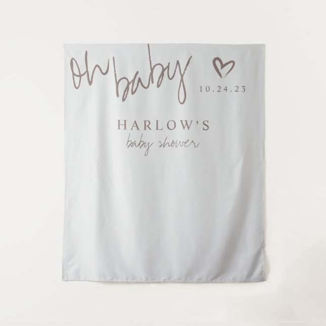 Tapete De Parede Banner de Chuvada de Bebê Neutro em Inglês Moderno (Frente)