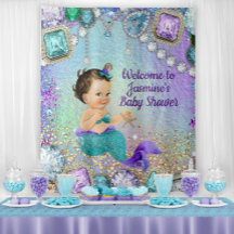 Banner de Chuveiro de Bebê Sereia Jóia