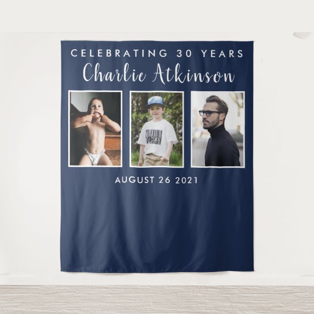 Tapete De Parede banner de colagem de fotos de 30º aniversário (Frente)