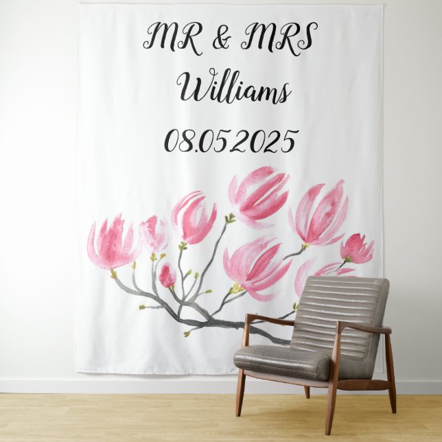 Tapete De Parede Banner de fundo de casamento clássico Mr & Mrs (In Situ)