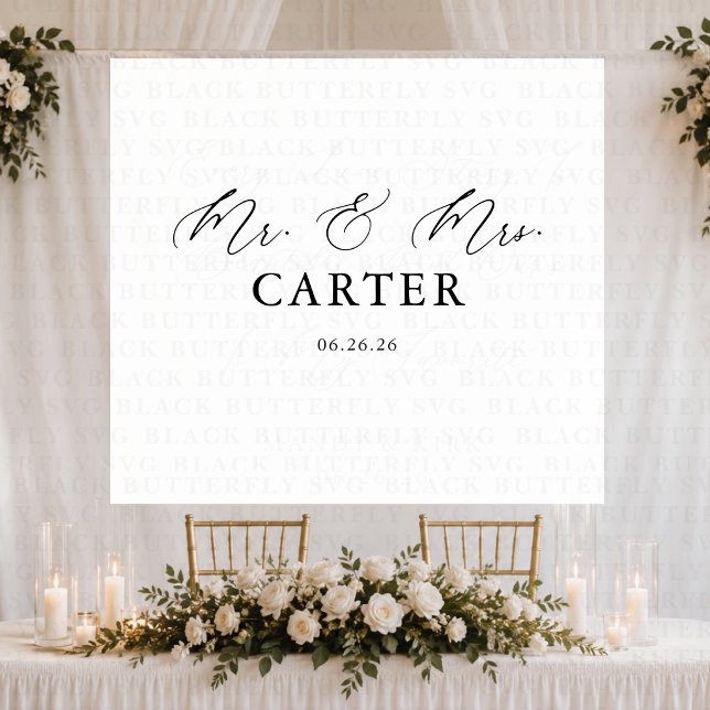 Tapete De Parede Banner de Fundo de Casamento com Letra Clássica Sr (Criador carregado)