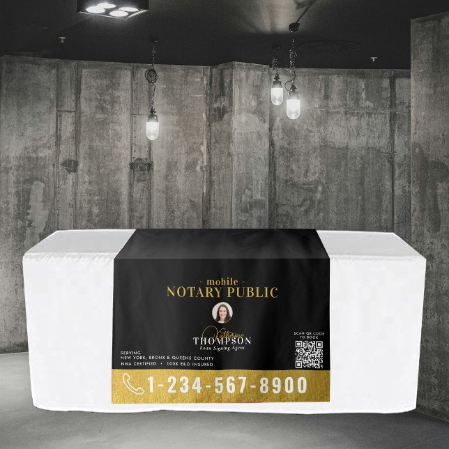 Tapete De Parede Banner de Mesa Código QR de Foto do Agente de Assi (Notary Signing Agent Photo QR Code Table Banner Tapestry)