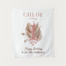 Tapete De Parede Banner de primeiro aniversario de Flor Selvagem